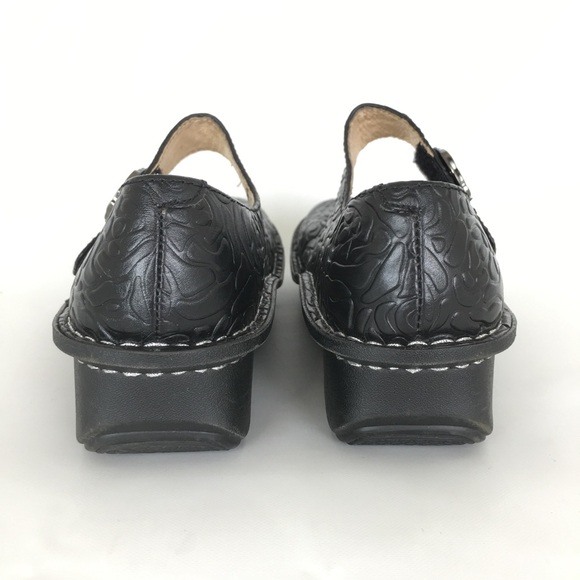 Alegria Paloma Floral Rose Embossed Mary Jane Shoes Black Leather Women’s Size 7 - Picture 12 of 13